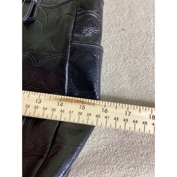 Coach Women  black Patent leather Tote EUC Coach Gallery Embossed Signature Tote - Picture 8 of 9